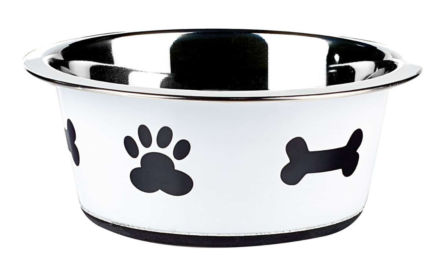 Classic Non Slip Posh Paws Dish 250mm White Stainless Steel Bowls