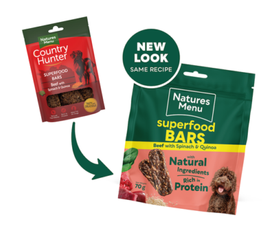 Natures Menu Country Hunter Beef, Spinach and Quinoa Superfood Bars for Dogs