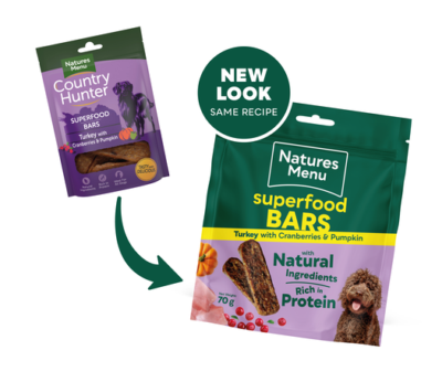 Natures Menu Country Hunter Turkey, Cranberry and Pumpkin Superfood Bars for Dogs
