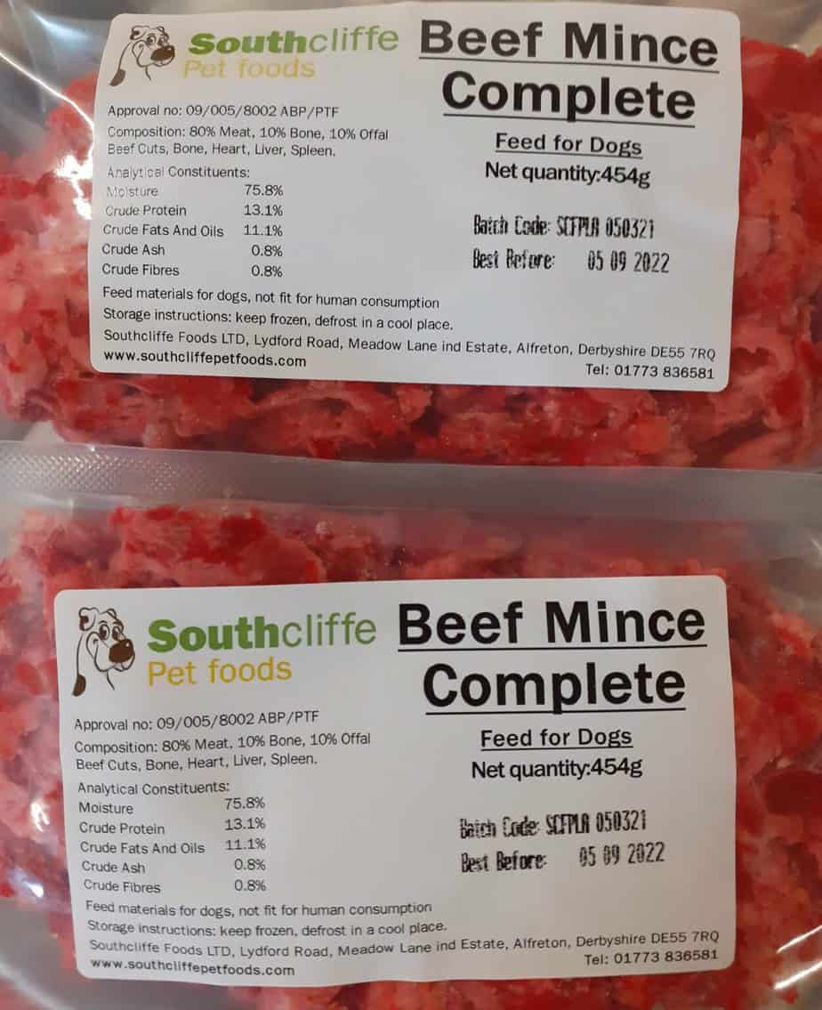 Southcliffe Raw Dog Food Beef Mince 801010 Trusty Pet Supplies