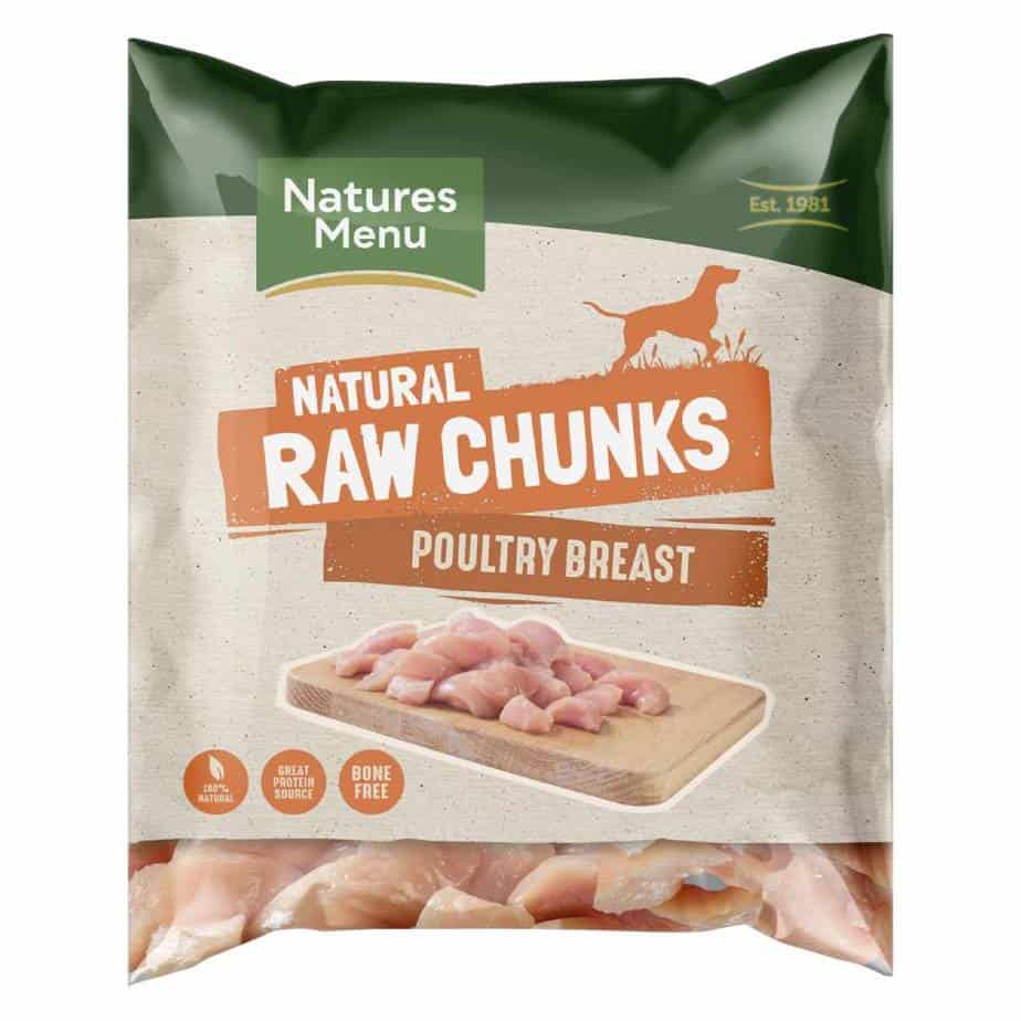 Natures Menu Raw Dog Food Poultry Breast Chunks 1kg Trusty Pet Supplies