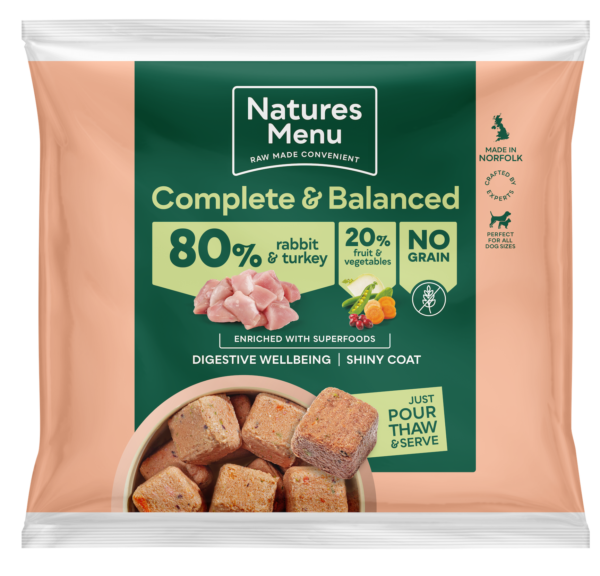 Natures Menu Raw Dog Food - 80% Rabbit & Turkey Raw Nuggets 1kg