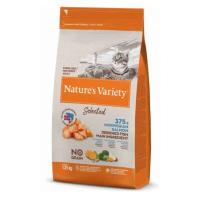 Nature's Variety Selected Dry Cat Food for Adult Cats 1.25kg - Norwegian Salmon