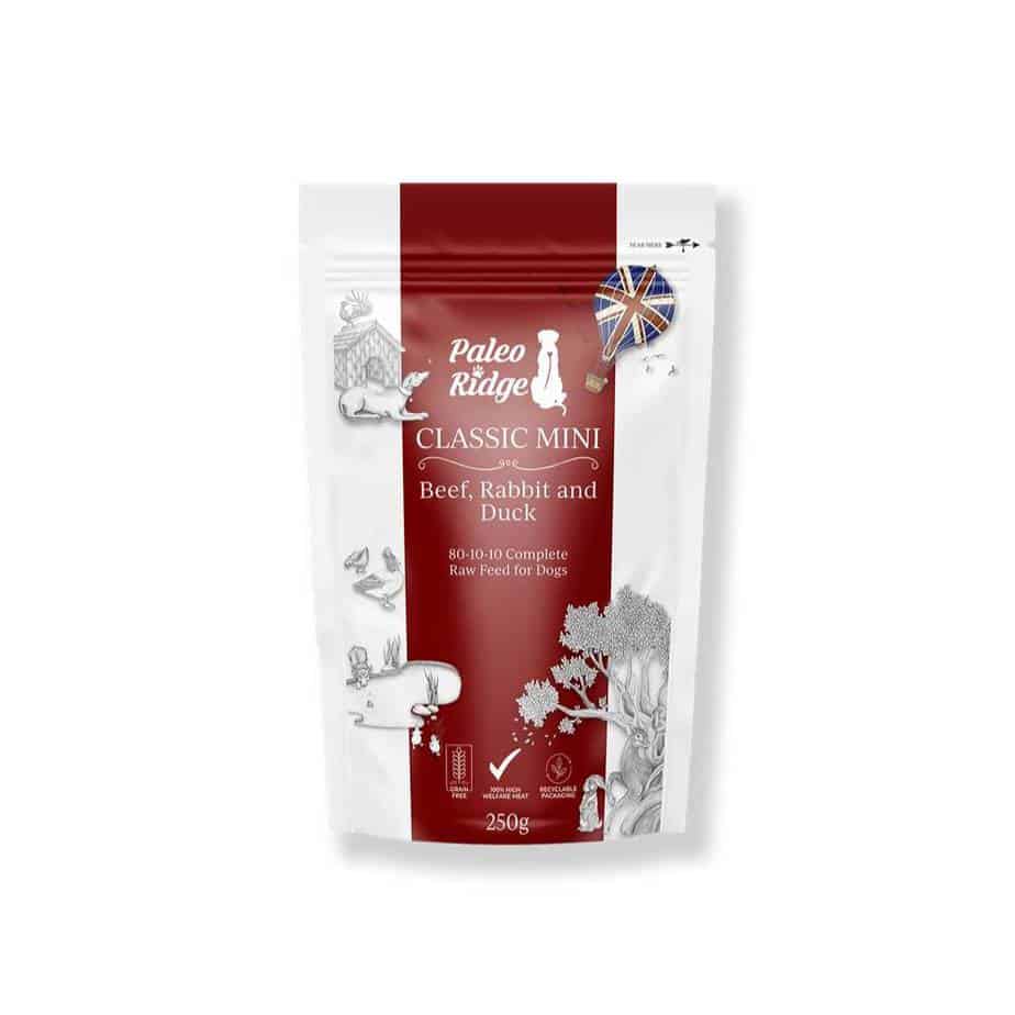 Paleo Ridge Raw Dog Food Classic Mini Beef, Rabbit and Duck 250g