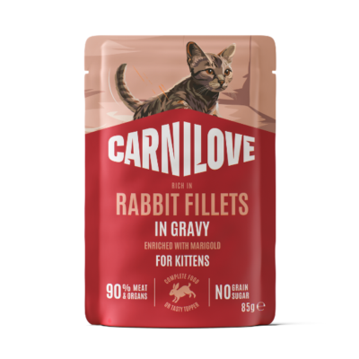 Carnilove Kitten Rabbit with Marigold Wet Cat Food Pouches 24 x 85g