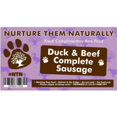 Nurture Them Naturally Raw Food – Duck & Beef Complete Sausages 300g