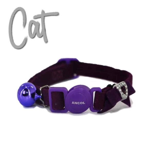 Cat Collar Velvet Heart Purple