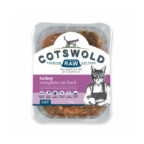 Cotswold Raw Complete Cat Food Turkey Mince 500g Trusty Pet Supplies