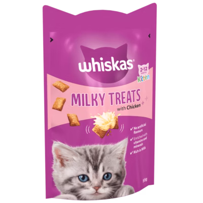 WHISKAS® Kitten 2-12 Months Milky Treats with Chicken 55g