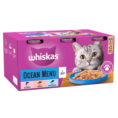 WHISKAS® Ocean Menu in Jelly 1+ Adult Wet Cat Food Tin 6 x 400g