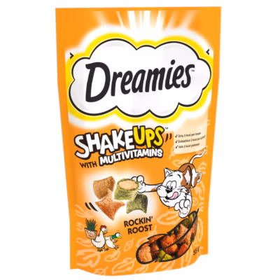 DREAMIES™ SHAKE UPS™ Multivitamins Cat Treats Poultry & Catnip Flavour 55g