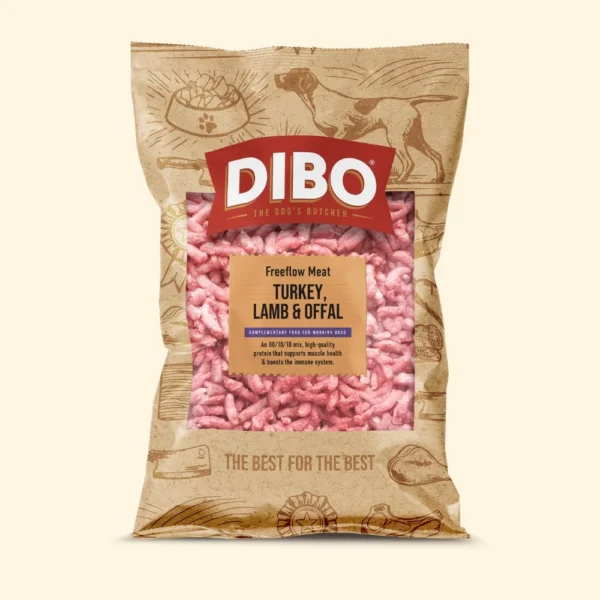 DIBO - Raw Dog Food Freeflow Turkey, Lamb & Offal 1kg