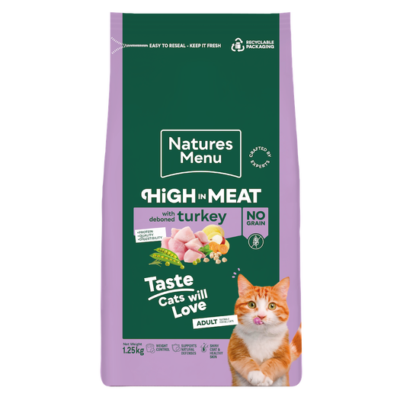 Natures Menu High in Meat Turkey Dry Cat Food 1.25kg
