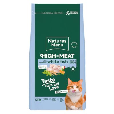 Natures Menu High in Meat White Fish Dry Cat Food 1.25kg