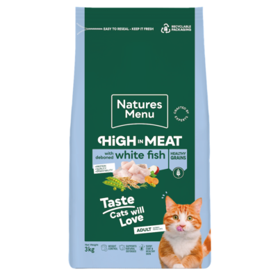 Natures Menu High in Meat White Fish Dry Cat Food 3kg