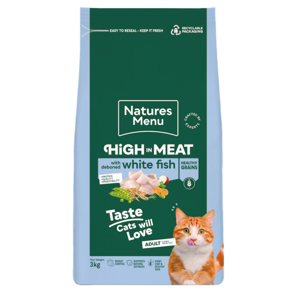 Natures Menu High in Meat White Fish Dry Cat Food 3kg