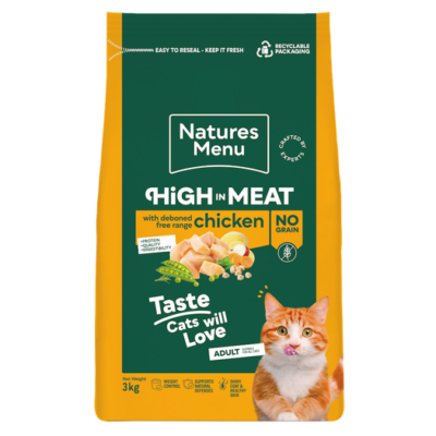 Natures Menu High in Meat Chicken Dry Cat Food 3kg