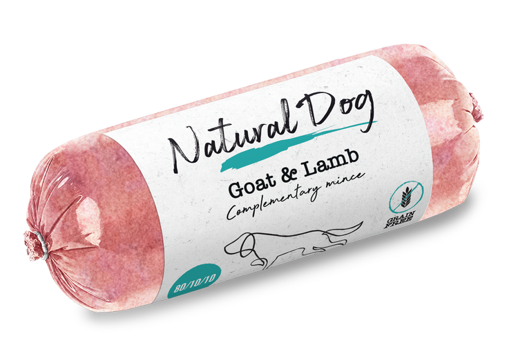 Natural Dog – Raw Dog Food Goat & Lamb Chub 80/10/10 500g