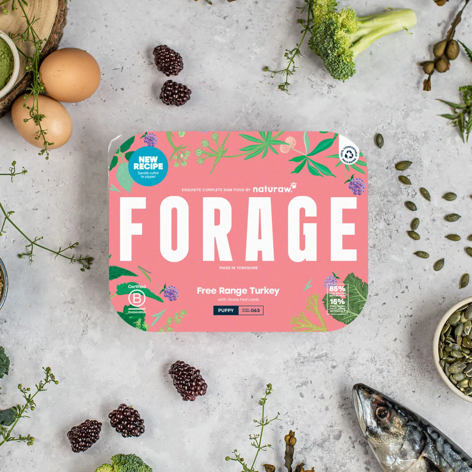 Naturaw Raw Dog Food - Forage Puppy:  Free Range Turkey 500g