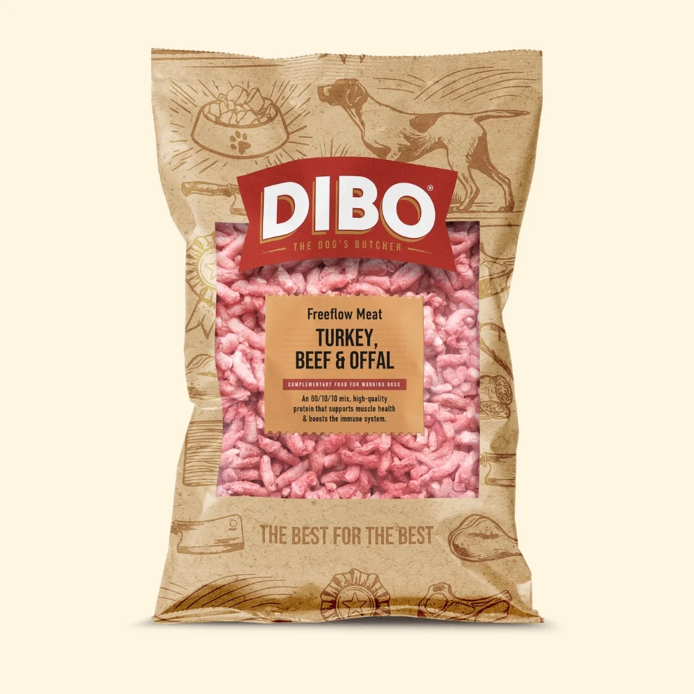 DIBO - Raw Dog Food Freeflow Turkey, Beef & Offal 1kg