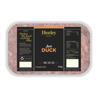 Henley Raw Dog Food - Just Duck 80/10/10 500g