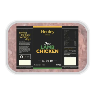 Henley Raw Dog Food - Duo Lamb & Chicken 80/10/10 500g