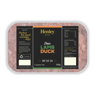 Henley Raw Dog Food - Duo Lamb and Duck 80/10/10 500g