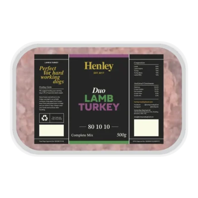 Henley Raw Dog Food - Duo Lamb and Turkey 80/10/10 500g