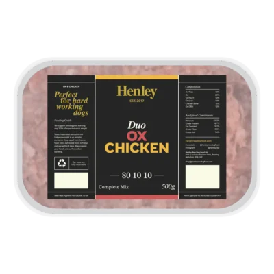 Henley Raw Dog Food - Duo Ox and Chicken 80/10/10 500g