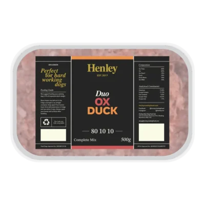 Henley Raw Dog Food - Duo Ox and Duck 80/10/10 500g