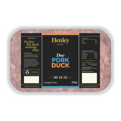 Henley Raw Dog Food - Duo Pork and Duck 80/10/10 500g