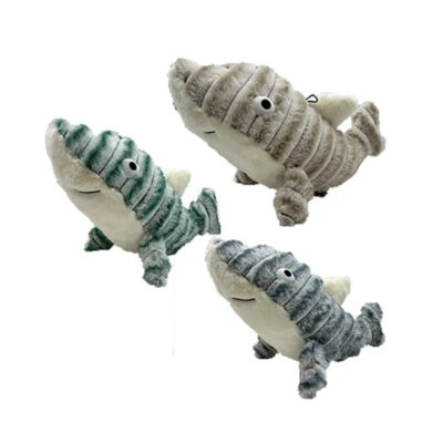 Gor Pets Gor Reef Shark Striped Plush Pet Toys - Green/Grey/Sand